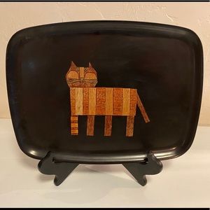 Vintage Couroc Inlay Cat Tray